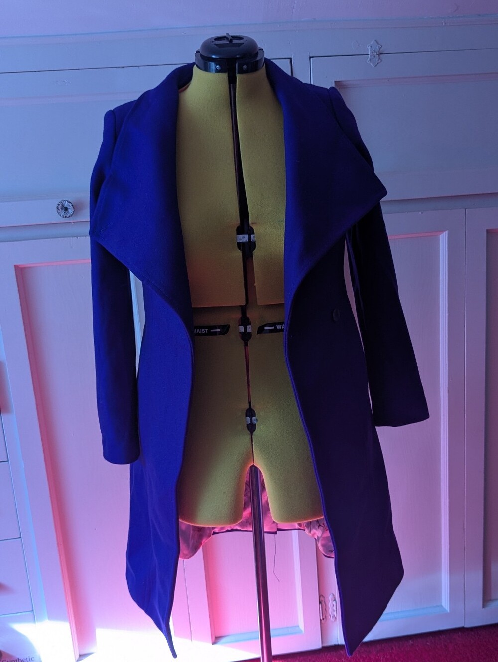 Ted Baker Lorili Cobalt Blue/Purple Wool Cashmere Wrap Coat Belted Size 1 US 4